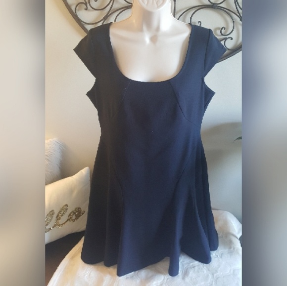 LOFT Dresses & Skirts - Loft navy scoop neck dress with cap sleeves 8P